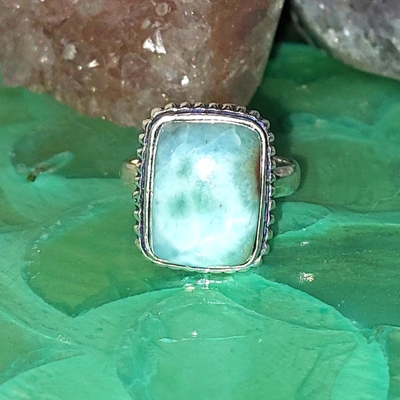 Dainty Square Larimar Ring Size 5.75 - Picture 1 of 7